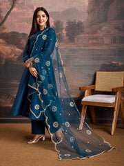 Chanderi Cotton Silk Flared Kurta Set