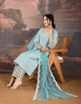 Sky Blue Color Style Silk Blend Kurta Set