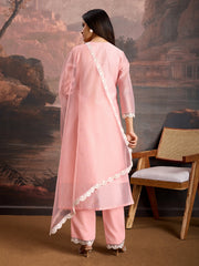 Peach Color Chanderi Cotton Silk Kurta Set