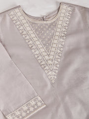 Grey Chanderi Cotton Silk Kurta Set