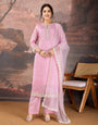 Soft Pink Color Chanderi Cotton Silk Kurta Set