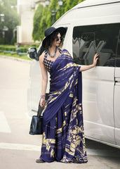 Digital Printed Satin Saree with Unstiched Blouse.