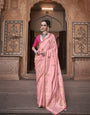 Pure Satin Saree with Zari Weaving Border and Unstitched Blouse Piece.