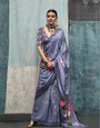 Digital Printed Satin Saree with Unstiched Blouse.