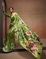 Digital Printed Satin Saree with Unstiched Blouse.