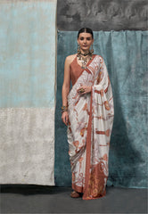 Digital Printed Satin Saree with Unstiched Blouse.