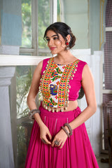 Rayon Lehenga and Gamthi Work Blouse for Navratri.