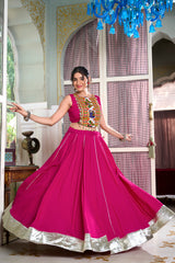 Rayon Lehenga and Gamthi Work Blouse for Navratri.