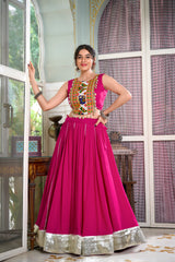 Rayon Lehenga and Gamthi Work Blouse for Navratri.