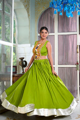 Rayon Lehenga and Gamthi Work Blouse for Navratri.