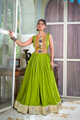 Rayon Lehenga and Gamthi Work Blouse for Navratri.