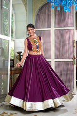 Rayon Lehenga and Gamthi Work Blouse for Navratri.