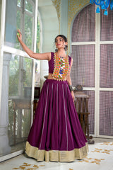 Rayon Lehenga and Gamthi Work Blouse for Navratri.