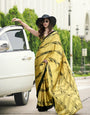 Digital Printed Satin Saree with Unstiched Blouse.