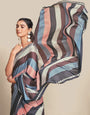 Digital Printed Satin Saree with Unstiched Blouse.