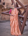 Pure Satin Saree with Zari Weaving Border and Unstitched Blouse Piece.