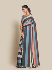 Digital Printed Satin Saree with Unstiched Blouse.