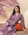 Dusty Mauve Silk Blend Embroidered Kurta Set with Dupatta for Women | Elegant Festive & Ethnic Wear
