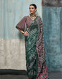 Digital Printed Satin Saree with Unstiched Blouse.