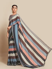 Digital Printed Satin Saree with Unstiched Blouse.