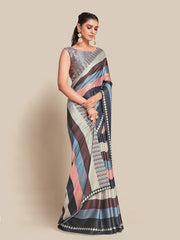 Digital Printed Satin Saree with Unstiched Blouse.