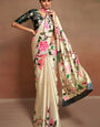 Digital Printed Satin Saree with Unstiched Blouse.