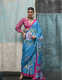 Digital Printed Satin Saree with Unstiched Blouse.