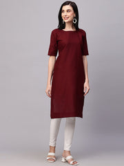 Solid Cotton Blend Kurta.