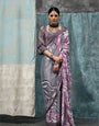 Digital Printed Satin Saree with Unstiched Blouse.