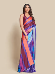 Digital Printed Satin Saree with Unstiched Blouse.