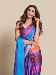 Digital Printed Satin Saree with Unstiched Blouse.