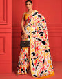 Digital Printed Satin Saree with Unstiched Blouse.