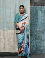 Digital Printed Satin Saree with Unstiched Blouse.