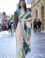 Digital Printed Satin Saree with Unstiched Blouse.