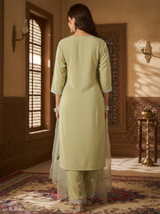 Velvet Straight-Cut Kurta, Pant with Dupatta
