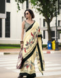 Digital Printed Satin Saree with Unstiched Blouse.