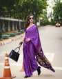 Digital Printed Satin Saree with Unstiched Blouse.