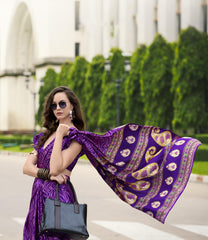 Digital Printed Satin Saree with Unstiched Blouse.