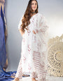 White Cotton Blend Printed Kurta, Pant, & Dupatta Set