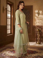 Velvet Straight-Cut Kurta, Pant with Dupatta