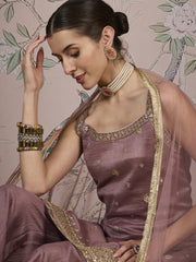 Dusty Pink Silk Kurta, Pant and Net Dupatta.