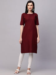 Solid Cotton Blend Kurta.