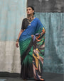 Digital Printed Satin Saree with Unstiched Blouse.