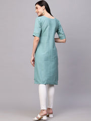 Solid Cotton Blend Kurta.