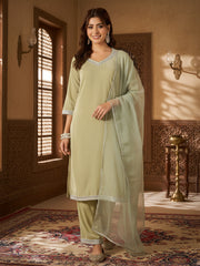 Velvet Straight-Cut Kurta, Pant with Dupatta