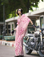 Digital Printed Satin Saree with Unstiched Blouse.