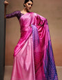 Digital Printed Satin Saree with Unstiched Blouse.