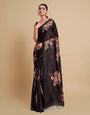 Digital Printed Satin Saree with Unstiched Blouse.