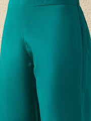 Rama Green Embroidered Kurta Set with Dupatta for Women