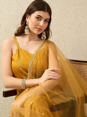 Mustard Yellow Embellished Kurta Set with Dupatta